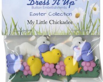 Dress It Up Easter My Little Chickadee Buttons ~ Cross Stitch Finishing ~ Craft Buttons ~ Decorative Easter Buttons