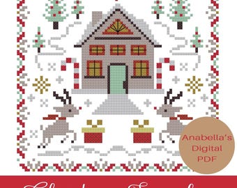 Punto de cruz digital ~ Navidad en julio ~ Patrón de punto de cruz de muestrario navideño ~ Anabella's ~ Punto de cruz navideño ~ Punto de cruz en PDF