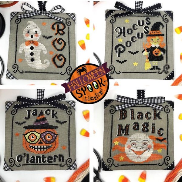 Tiny Modernist Halloween SPOOK-TACULAR ORNAMENT Series Cross Stitch Pattern ~ Tiny Modernist Cross Stitch - Halloween Cross Stitch Series