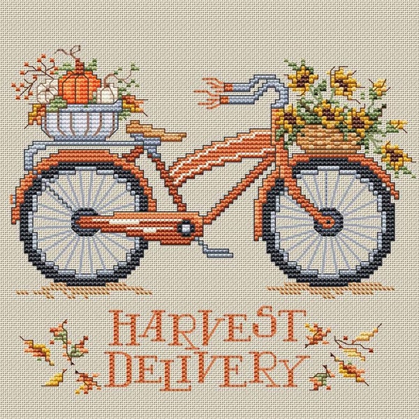 Sue Hillis Designs Harvest Delivery Cross Stitch Pattern ~ Sue Hills Joy In The Journey Series ~ Fall Cross Stitch ~ Autumn Cross Stitch