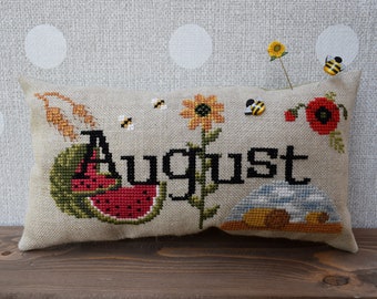 When I THINK of AUGUST PDF Cross Stitch Pattern by Puntini Puntini - Immediate Download pdf file