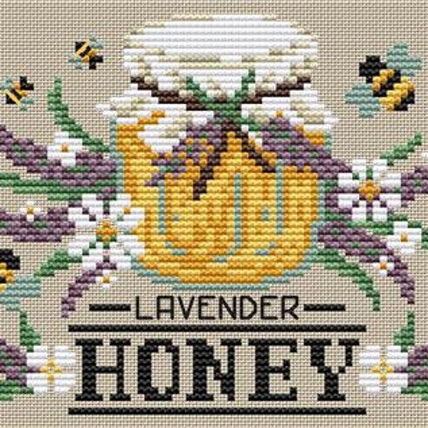 Erin Elizabeth Designs Lavender Honey Cross Stitch Chart ~  Counted Cross Stitch ~ Anabella's