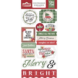 NEW! Echo Park Santa Claus Lane Chipboard Phrases 6"X13" ~ Echo Park Scrapbook~ Christmas Ephemera