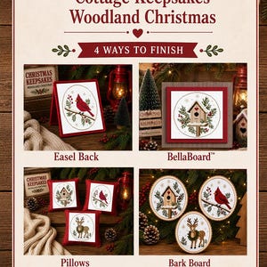Cottage Keepsakes Woodland Christmas Collection | 3 Primitive Christmas Cross Stitch Designs + Four Ways To Finish™
