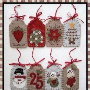 Penny Lane Primitives  Christmas Tags Wool Applique Pattern Christmas Wool Applique Christmas Pattern New Christmas Wool Applique Anabella&#39;s