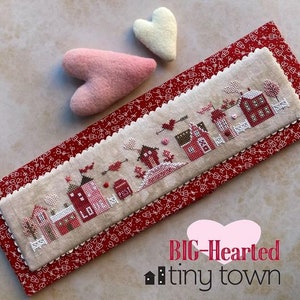 Heart in Hand BIG HEARTED TINY Town Cross Stitch Pattern - Valentine&#39;s Day Cross Stitch