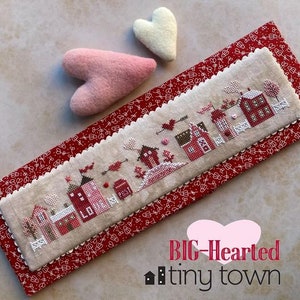 Heart in Hand BIG HEARTED TINY Town Cross Stitch Pattern - Valentine's Day Cross Stitch