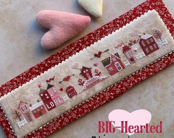 Heart in Hand BIG HEARTED TINY Town Cross Stitch Pattern - Valentine&#39;s Day Cross Stitch