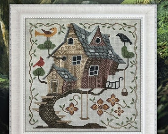 PRE-Order - Cottage Garden Samplings  Fabulous House Series Chart #6 TREE HOUSE~ Cross Stitch Pattern - New Cross  Stitch Pattern