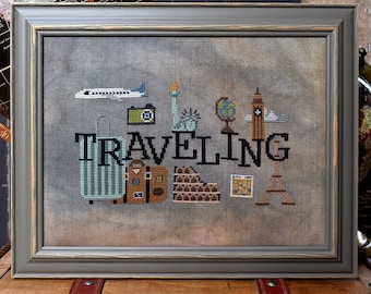 When I THINK of TRAVELING PDF Cross Stitch Pattern by Puntini Puntini - Immediate Download pdf file