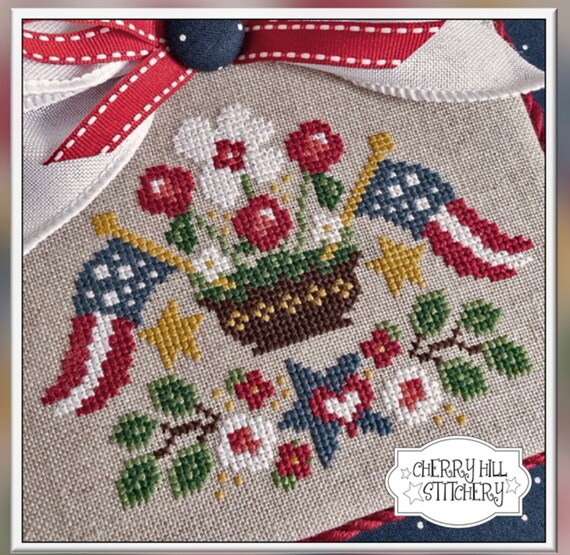 Cherry Hill Stitchery Cross Stitch Pattern RED WHITE & Bloom Etsy