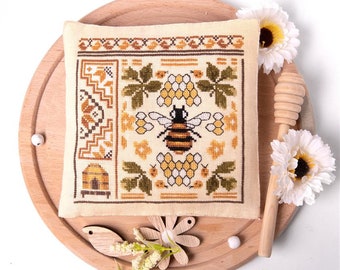 Samplers & Primitives The BEE QUAKER II Cross stitch Chart - Bee Cross Stitch ~ Anabella's Cross Stitch ~ New Cross Stitch