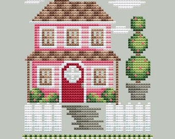 Shannon Christine FARM HOUSE  Cross Stitch Pattern - Rose Farm Collection ~ Valentine's Day Cross Stitch