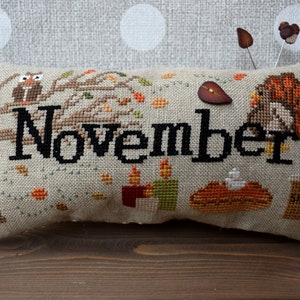 When I THINK of NOVEMBER PDF Cross Stitch Pattern by Puntini Puntini - Immediate Download pdf file