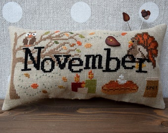 When I THINK of NOVEMBER PDF Cross Stitch Pattern by Puntini Puntini - Immediate Download pdf file