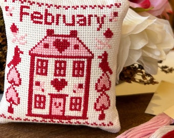 pdf Anabella's Needleart TINY HOUSES FEBRUARY Cross Stitch Pattern ~  Valentine's Cross Stitch ~ Anabella's Cross Stitch ~ pdf Download