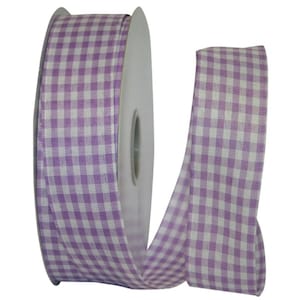 Anabella's 1.5" Wired Edge PURPLE & WHITE Gingham Ribbon ~ 1 Yard