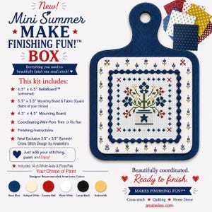 Mini Summer Cross Stitch Make Finishing Fun™ Box | Summer Cross Stitch Finishing Kit | BellaBoard Finish Kit | Limited Summer Stitch Box