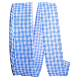 Anabella's 1.5" Wired Edge BLUE & WHITE Gingham Ribbon ~ 5 Yards