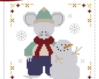 PDF Anabella's Needleart WINTER MOUSE Cross Stitch Pattern ~  Winter  Cross Stitch ~ Anabella's Cross Stitch  ~ pdf