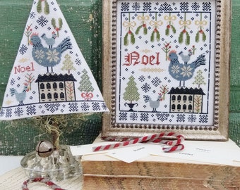 Hello From Liz Mathews THIRD DAY of CHRISTMAS Sampler & Tree Cross Stitch Pattern