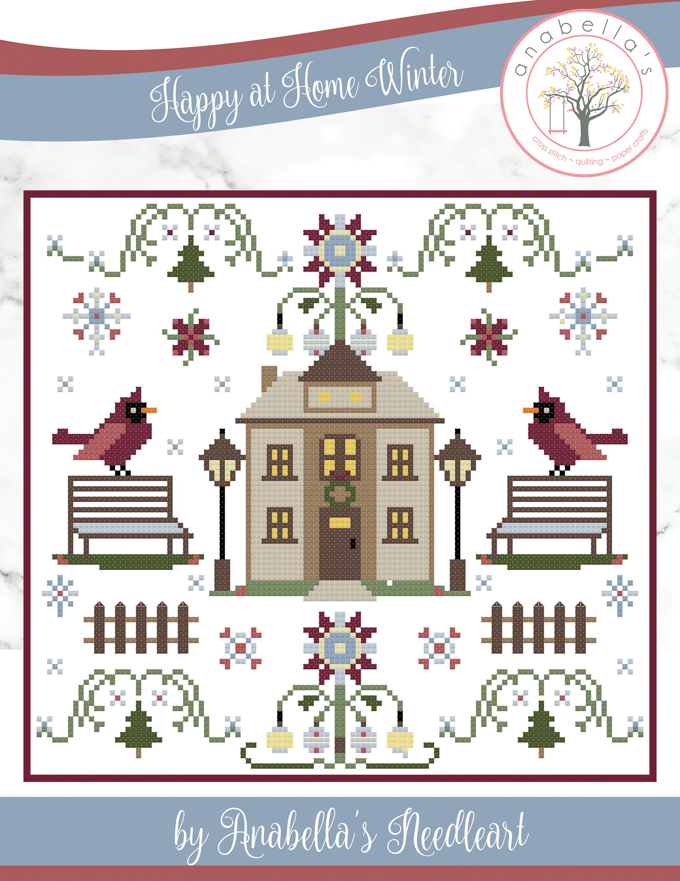 NEW Anabella's Needleart Happy at Home Winter  Cross Stitch Pattern ~ Anabella's Cross Stitch ~ New Cross Stitch ~ Winter Cross Stitch