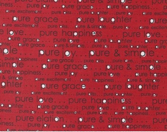 Moda Sweetwater Vintage Pure & Simple Red Fabric ~ Fabric by the yard and half-yard ~ Sweetwater Fabric - Moda Fabric
