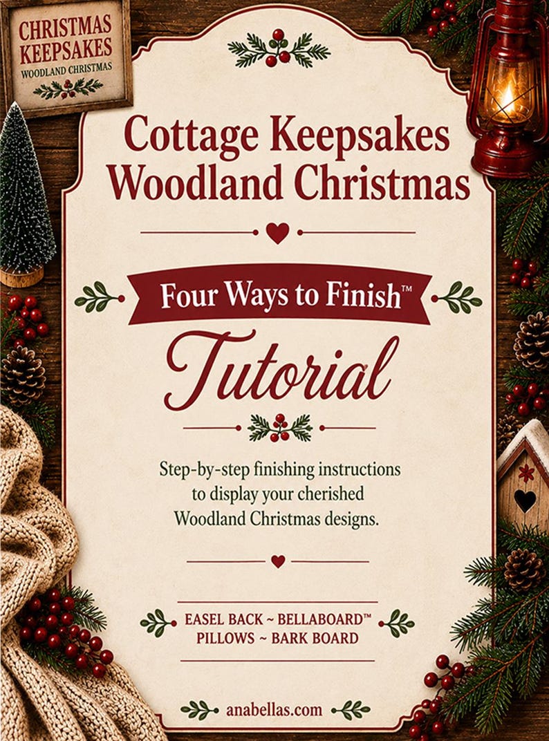 Cottage Keepsakes Woodland Christmas Collection | 3 Primitive Christmas Cross Stitch Designs + Four Ways To Finish™