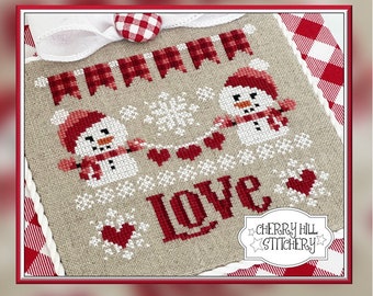 Cherry Hill Stitchery LOVE Cross Stitch Pattern  - PDF Cross Stitch Pattern - Valentine's Day Cross Stitch