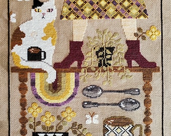 Cats and Cocoa Cross Stitch Pattern ~ The Artsy Housewife Cross Stitch ~ Needlework Marketplace ~ New Cross Stitch ~ Anabella's