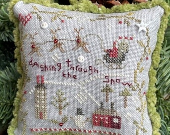 NEW! Shepherd's Bush DASHING Through the Snow  Cross Stitch Pattern ~ Shepherd's Bush Cross Stitch ~ Christmas Cross Stitch