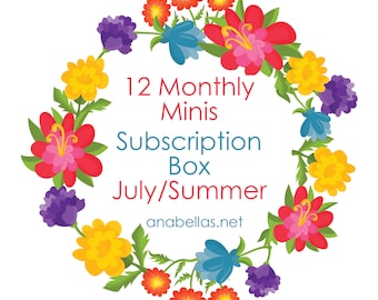 NEW! Anabella's 12 Monthly Minis Cross Stitch Subscription Box  ~ JULY SUMMER Cross Stitch Subscription Box ~ Pre-Order