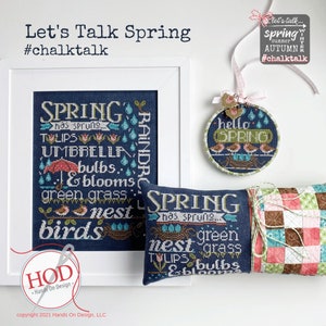 Hands on Design LET&#39;S TALK SPRING Cross Stitch Pattern ~ Hands on Design Cross Stitch Charts ~ Spring Cross Stitch