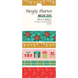 Simple Stories Mix & A-Mingle Washi Tape ~ 75 Feet ~ Scrapbooking ~ Paper Crafting ~ Card Making ~ Christmas Washi Tape