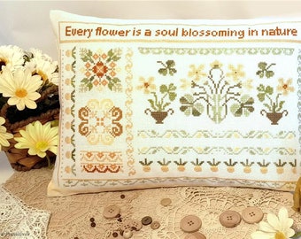 Samplers & Primitives EVERY FLOWER Is a SOUL  Cross stitch Chart - Floral  Cross Stitch ~ Anabella's Cross Stitch ~ New Cross Stitch