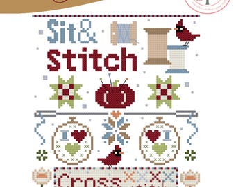 Digitale kruissteek | Sit & Stitch-kruissteek | Sampler stiksels | Handwerkkaart winter | Kardinaal kruissteek | PDF-kruissteek