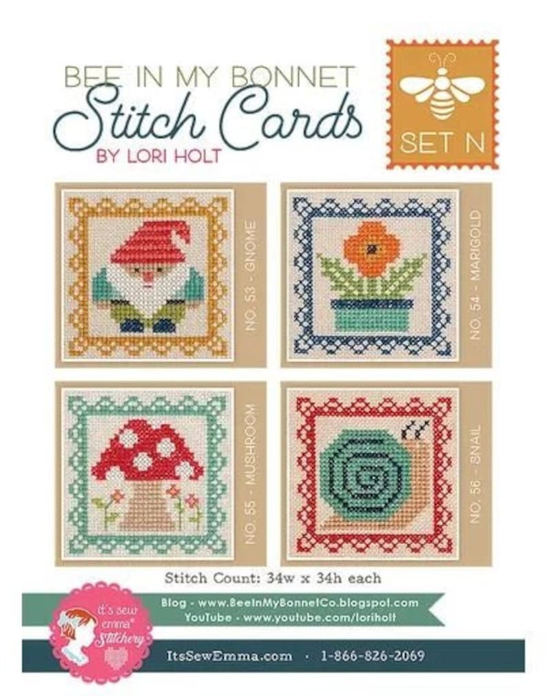 Lori Holt of Bee in My Bonnet STITCH CARDS SET N  Cross image 1