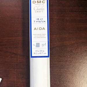 Charles Craft Standard Aida 18 Count 15&quot;X18&quot; WHITE AIDA ~ 18 Count Aida