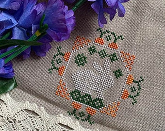 Darling & Whimsy Designs Quirky QUAKER BUNNY  Cross Stitch Pattern - Easter Cross Stitch
