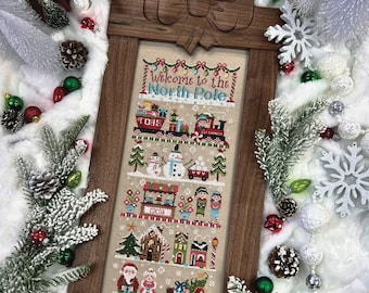 Primrose Cottage Stitches Welcome to the North Pole Cross Stitch Pattern  ~ Christmas Cross Stitch