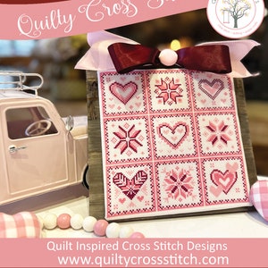 Anabella's Needleart Quilty Cross Stitch™  VALENTINE'S DAY Cross Stitch Pattern ~  Valentine's Cross Stitch ~ Anabella's Cross Stitch