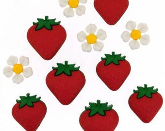 Dress It Up Buttons ~ FRESH STRAWBERRIES  Buttons ~ Cross Stitch Finishing ~ Craft Buttons ~ Decorative Buttons