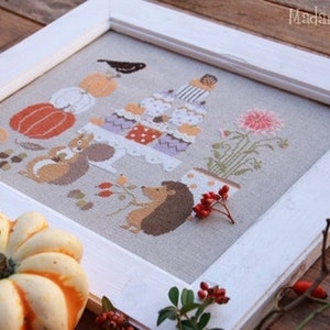 Madame Chantilly AUTUMN CORNER Cross Stitch Pattern ~ Autumn Cross Stitch ~ New Cross Stitch