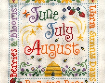 Summer counted cross stitch pattern quote summer wall art hello summer wall decor gift for mom modern cross stitch easy summer decor #085