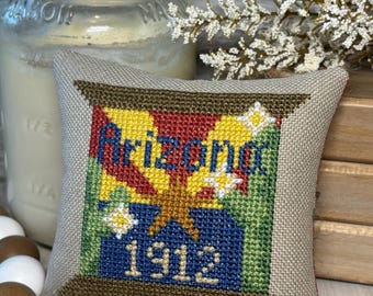 Cross Stitch ~ Arizona State Spool Cross Stitch Pattern ~ Crafty Bluebonnet Cross Stitch  -Arizona Cross Stitch  ~ Anabella's