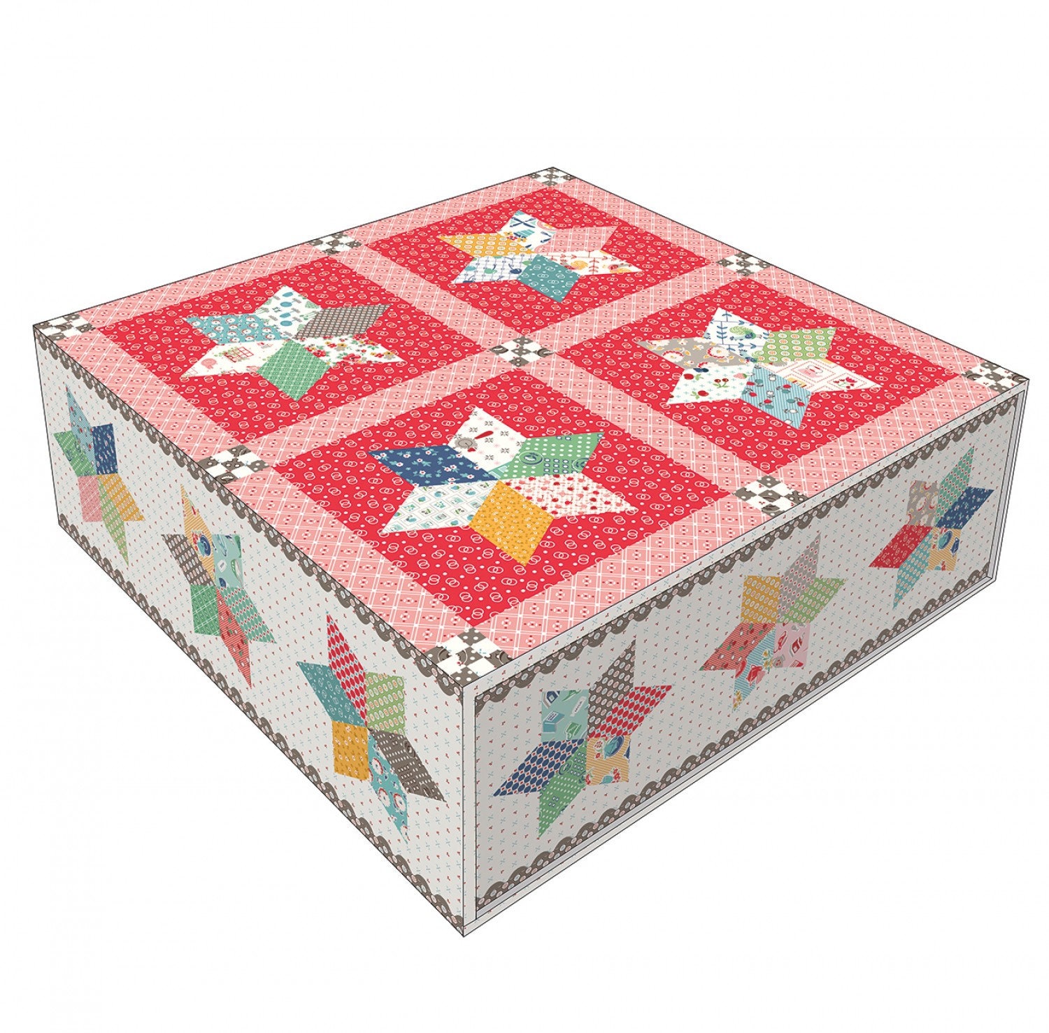 Riley Blake - Cook Book Pot Luck Stars Quilt Kit by Lori Holt 889333245742  - Quilt in a Day Fabric Kits