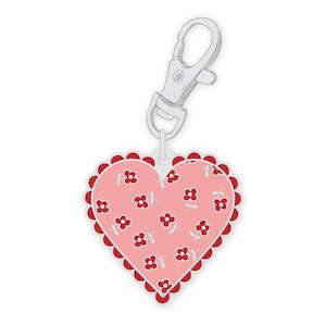 Lori Holt Bee Vintage Enamel Charm DOTS HEART  Riley Blake Designs  ~  Lori Holt Enamel Charm ~ Lori Holt Key Chain