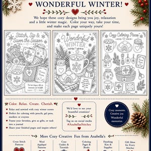 Wonderful Winter Coloring Book PDF | Cozy Winter Coloring Pages | Printable Adult Coloring Book | Instant Download | Winter Craft Gift