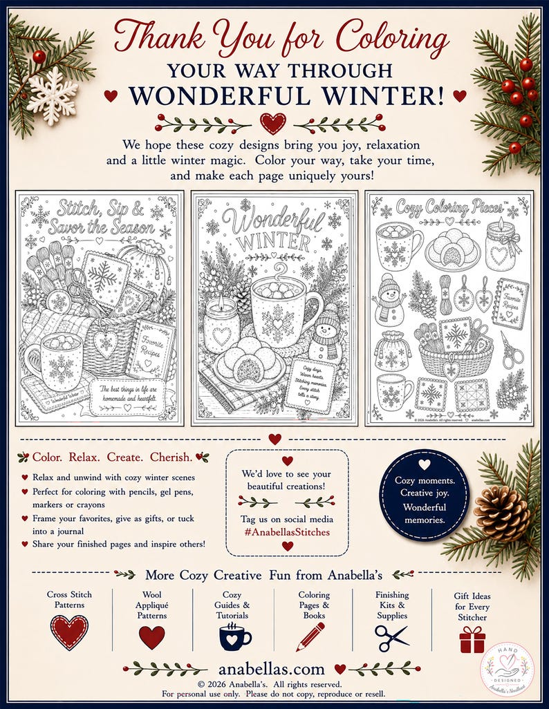 Wonderful Winter Coloring Book PDF | Cozy Winter Coloring Pages | Printable Adult Coloring Book | Instant Download | Winter Craft Gift