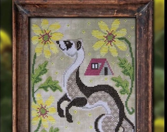 Cottage Garden Samplings A Year In The Woods THE FERRET #5 Cross Stitch Pattern ~  New 12 Part Series  - Cross Stitch Series